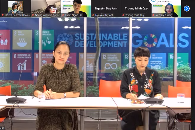 Bà Phạm Thị Thanh Hường, Trưởng ban Văn hóa, UNESCO tại Việt Nam và bà Trương Uyên Ly, Giám đốc Hanoigrapevines, Điều phối chương trình. (Ảnh: UNESCO)