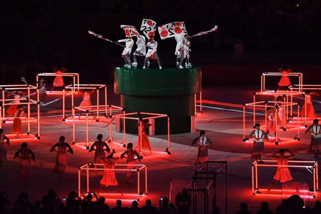 Màn biểu diễn tại lễ nhận cờ đăng cai Olympic 2020 của Nhật Bản. (Ảnh: Getty Images)