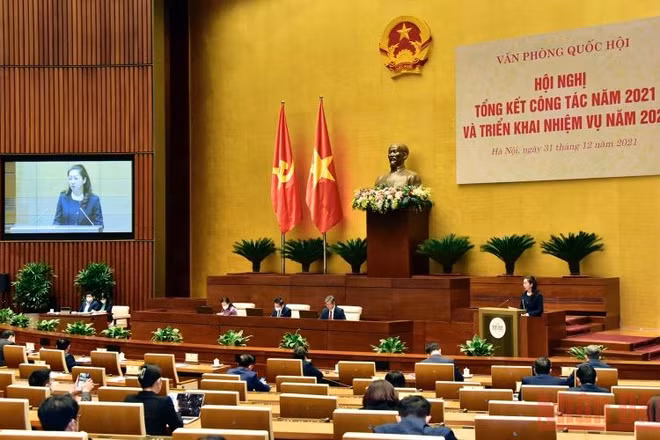 Quang cảnh Hội nghị triển khai nhiệm vụ năm 2022 của Văn phòng Quốc hội. (Ảnh: Duy Linh)