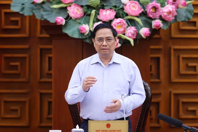 Thủ tướng Phạm Minh Chính phát biểu ý kiến tại cuộc họp. (Ảnh: DƯƠNG GIANG)