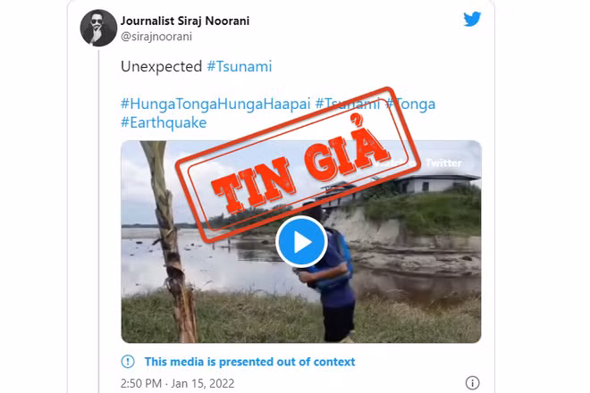 Ảnh chụp một bài đăng video với chú thích sai trên mạng xã hội Twitter. 