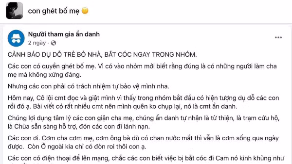 Bài đăng của một phụ huynh đang gây chú ý những ngày này.