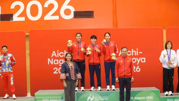Đội tuyển cầu mây nữ Việt Nam mang về Huy chương vàng tiếp theo tại ASIAD 20. Ảnh: Bùi Lượng