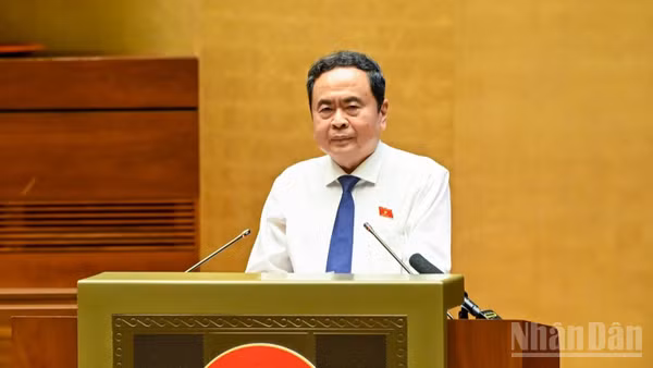Chủ tịch Quốc hội Trần Thanh Mẫn phát biểu tại Hội nghị đại biểu Quốc hội hoạt động chuyên trách lần thứ 8, Quốc hội khóa XV, ngày 29/9/2025. (Ảnh: DUY LINH)