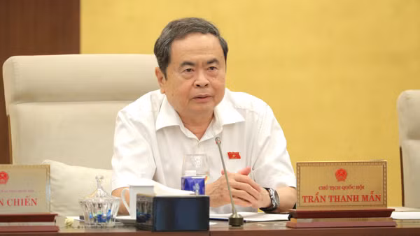 Chủ tịch Quốc hội Trần Thanh Mẫn phát biểu ý kiến tại phiên họp. (Ảnh: DUY LINH)