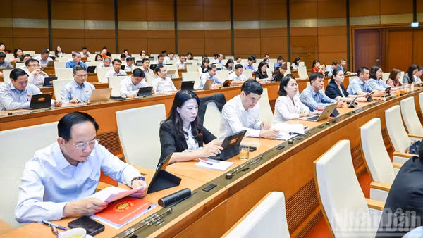 Các đại biểu Quốc hội dự phiên họp ở hội trường ngày 23/8. (Ảnh: DUY LINH)