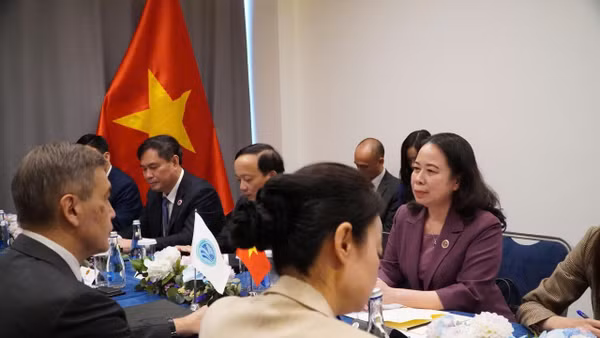 Phó Chủ tịch nước Võ Thị Ánh Xuân tiếp Tổng Thư ký SCO. (Ảnh: TTXVN)
