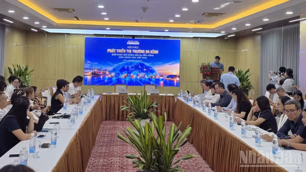 Hội thảo “Phát triển thị trường đa kênh: Giải pháp mở rộng đầu ra bền vững cho hàng hóa Việt Nam”. (Ảnh: KIM DUNG)