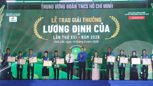 Giải thưởng Lương Định Của đã phát hiện, bồi dưỡng nhiều tài năng trẻ cho đất nước. Nguồn: Trung ương Đoàn Thanh niên Cộng sản Hồ Chí Minh