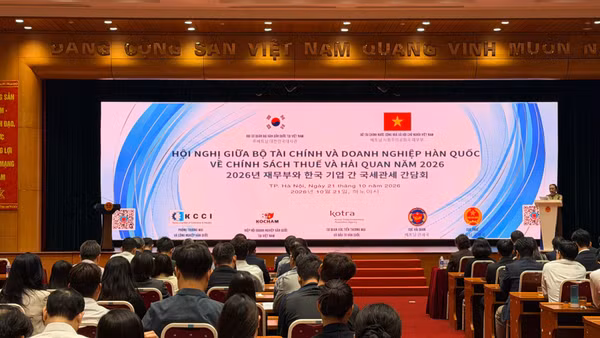 Toàn cảnh Hội nghị giữa Bộ Tài chính và doanh nghiệp Hàn Quốc về chính sách thuế, hải quan năm 2026. (Ảnh: Minh Phương)