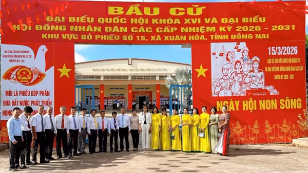 Khu vực bỏ phiếu số 15, xã Xuân Hòa, tỉnh Đồng Nai tham gia tổng diễn tập bầu cử đại biểu Quốc hội khóa XVI và đại biểu hội đồng nhân dân các cấp nhiệm kỳ 2026-2031.