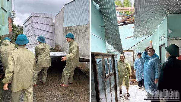 Lốc xoáy quét qua nhiều phường ở khu vực Bảo Lộc, tỉnh Lâm Đồng làm nhiều ngôi nhà của người dân tốc mái. 