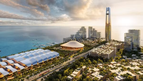 Phối cảnh Trung tâm hội nghị và Triển lãm cùng Nhà hát đa năng APEC Phú Quốc. (Ảnh: Sun Group)