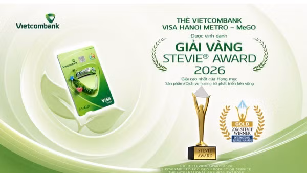Thẻ MeGO-sản phẩm duy nhất được vinh danh tại hạng mục Sustainability-Focused Product or Service, Gold Stevie® Award 2026.