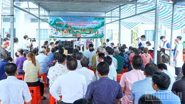 Đông đảo người dân đến các điểm khám sức khỏe miễn phí tại Trung tâm y tế xã Đầm Dơi, tỉnh Cà Mau. 