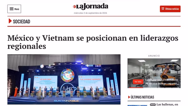Ảnh chụp màn hình bài báo trên tờ La Jornada.