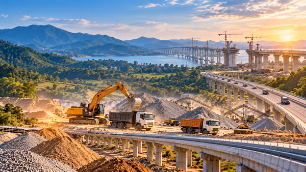 Trước 25/10, báo cáo Thủ tướng việc điều phối vật liệu xây dựng giữa các tỉnh, thành phố phục vụ các công trình trọng điểm quốc gia. (Ảnh minh họa tạo bằng AI)