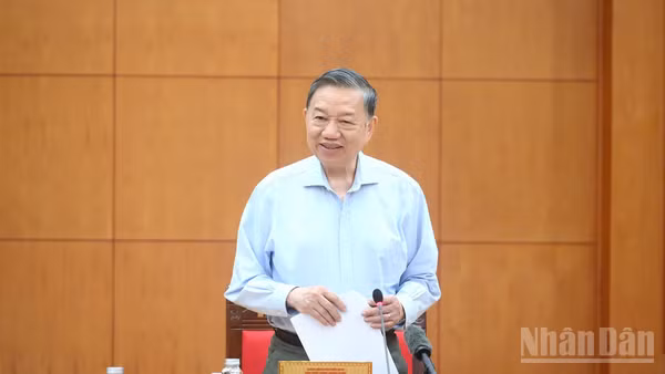 Tổng Bí thư, Chủ tịch nước Tô Lâm phát biểu tại cuộc làm việc về phát triển thể dục, thể thao trong giai đoạn mới. (Ảnh: ĐĂNG KHOA)