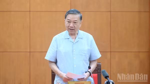 Tổng Bí thư, Chủ tịch nước Tô Lâm phát biểu tại cuộc làm việc. (Ảnh: ĐĂNG KHOA)