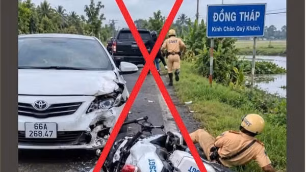 Hình ảnh Cảnh sát giao thông truy đuổi người vi phạm dẫn đến va chạm giao thông xảy ra trên địa bàn tỉnh Đồng Tháp đang lan truyền trên mạng xã hội là không chính xác. (Ảnh: TRỌNG TÍN)