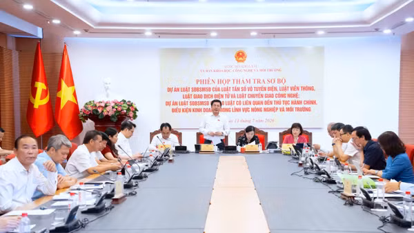 Phó Chủ tịch Quốc hội Nguyễn Hồng Diên phát biểu chỉ đạo tại Phiên họp thẩm tra sơ bộ Dự án Luật sửa đổi, bổ sung một số điều của 10 Luật do Ủy ban Khoa học, Công nghệ và Môi trường của Quốc hội tổ chức. Ảnh: Hương Nguyên