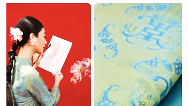 Lụa Nha Xá với chất liệu 100% tơ tằm cùng màu sắc, hoa văn thu hút. Ảnh: Nha Xa Silk