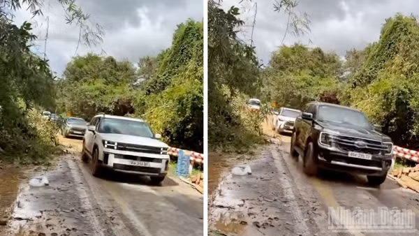 Sau nhiều giờ xử lý sạt lở, hơn 20 ô-tô bị mắc kẹt trên đèo Gia Bắc được giải cứu an toàn. Ảnh: người dân cung cấp.