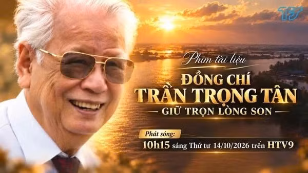 Bộ phim tài liệu "Đồng chí Trần Trọng Tân - Giữ trọn lòng son" đã chính thức ra mắt và được phát sóng trên kênh HTV9. (Ảnh: HTV)