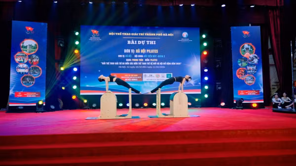 Bài dự thi bộ môn Pilates của các thí sinh đơn vị.