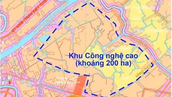 Bản đồ quy hoạch Khu công nghệ cao Cần Thơ đặt tại phường Ô Môn. (Ảnh: Ủy ban nhân dân Cần Thơ)