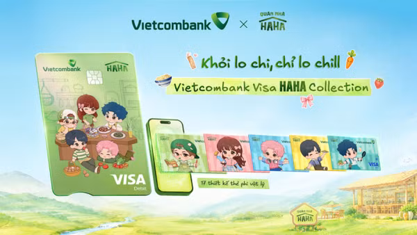 Các phiên bản thiết kế thẻ Vietcombank Visa Haha Collection lấy cảm hứng từ dàn nghệ sĩ Quán Nhà Haha. (Ảnh: VCB)