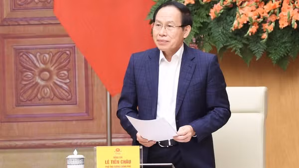 Phó Thủ tướng Lê Tiến Châu chủ trì cuộc làm việc, đối thoại với các doanh nghiệp trong lĩnh vực giáo dục và đào tạo nhằm tháo gỡ các điểm nghẽn trong xã hội hóa giáo dục. (Ảnh: chinhphu.vn/Thu Sa)