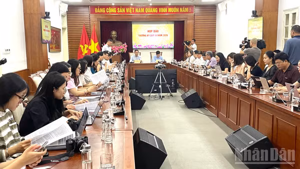 Bộ Văn hóa, Thể thao và Du lịch tổ chức họp báo thường kỳ quý III-2026. (Ảnh: NGỌC LIÊN)