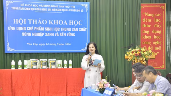Thời gian qua, không ít hội thảo được tổ chức, tìm giải pháp ứng dụng chế phẩm sinh học trong sản xuất nông nghiệp. Nguồn: Sở Khoa học và Công nghệ tỉnh Phú Thọ