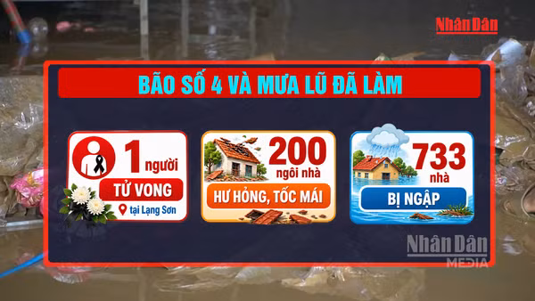 [Video] Bão số 4 và mưa lũ làm 1 người tử vong, hơn 900 nhà hư hỏng, ngập nước