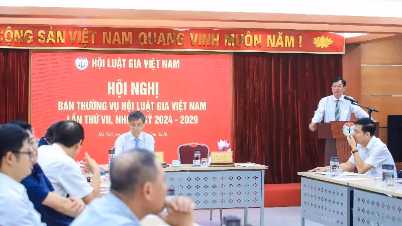 Hội nghị Ban Thường vụ Hội Luật gia Việt Nam lần thứ VII diễn ra sáng 11/6, tại Hà Nội.