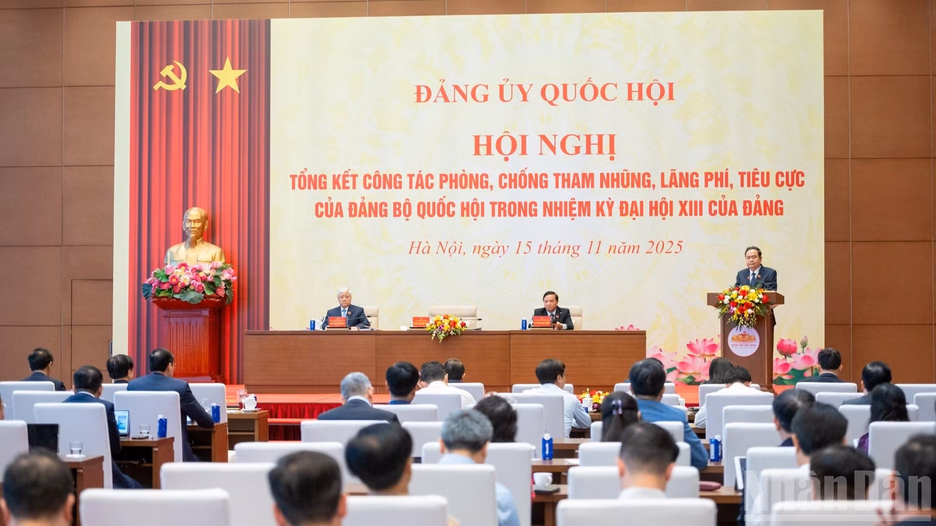 Hội nghị tổng kết công tác phòng, chống tham nhũng, lãng phí, tiêu cực của Đảng bộ Quốc hội trong nhiệm kỳ Đại hội lần thứ XIII của Đảng. (Ảnh: DUY LINH)