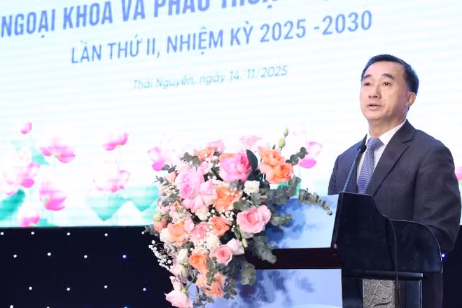 Giáo sư, Tiến sĩ Trần Văn Thuấn, Thứ trưởng Y tế phát biểu tại hội nghị.