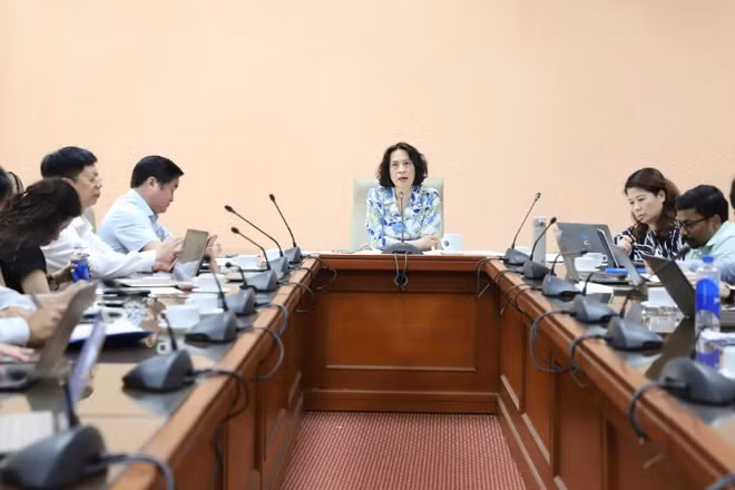 Phó Giáo sư, Tiến sĩ Nguyễn Thị Liên Hương, Thứ trưởng Y tế chủ trì cuộc họp.