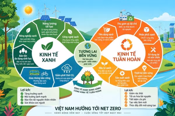 Thể chế tạo bệ đỡ cho kinh tế xanh, kinh tế tuần hoàn. (Ảnh có sử dụng AI)