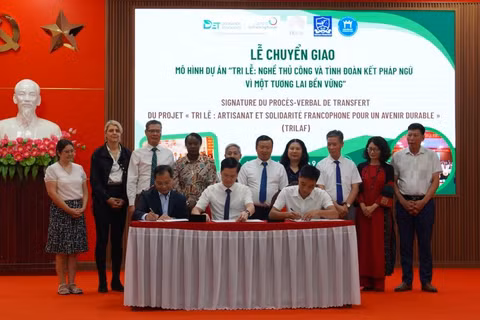 Quang cảnh tại Lễ tổng kết dự án Trilaf và bàn giao mô hình du lịch cộng đồng bền vững. (Ảnh: PV)