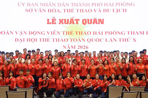 Đoàn thể thao thành phố Hải Phòng tham dự Đại hội thể thao toàn quốc lần thứ X năm 2026. (Ảnh: XUÂN TRƯỜNG)