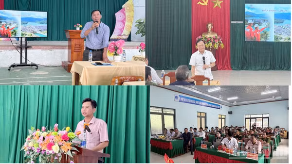 Lãnh đạo các địa phương trao đổi về trách nhiệm của chính quyền cơ sở, những khó khăn thực tế và giải pháp phối hợp Công ty trong công tác phòng tránh, giảm nhẹ thiên tai. (Ảnh: VĂN NHÂN-TRẦN NGỌC)