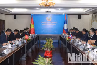 Quang cảnh cuộc họp tham khảo chính trị lần thứ 10 giữa hai Bộ Ngoại giao hai nước Việt Nam-Lào. (Ảnh: HẢI TIẾN)