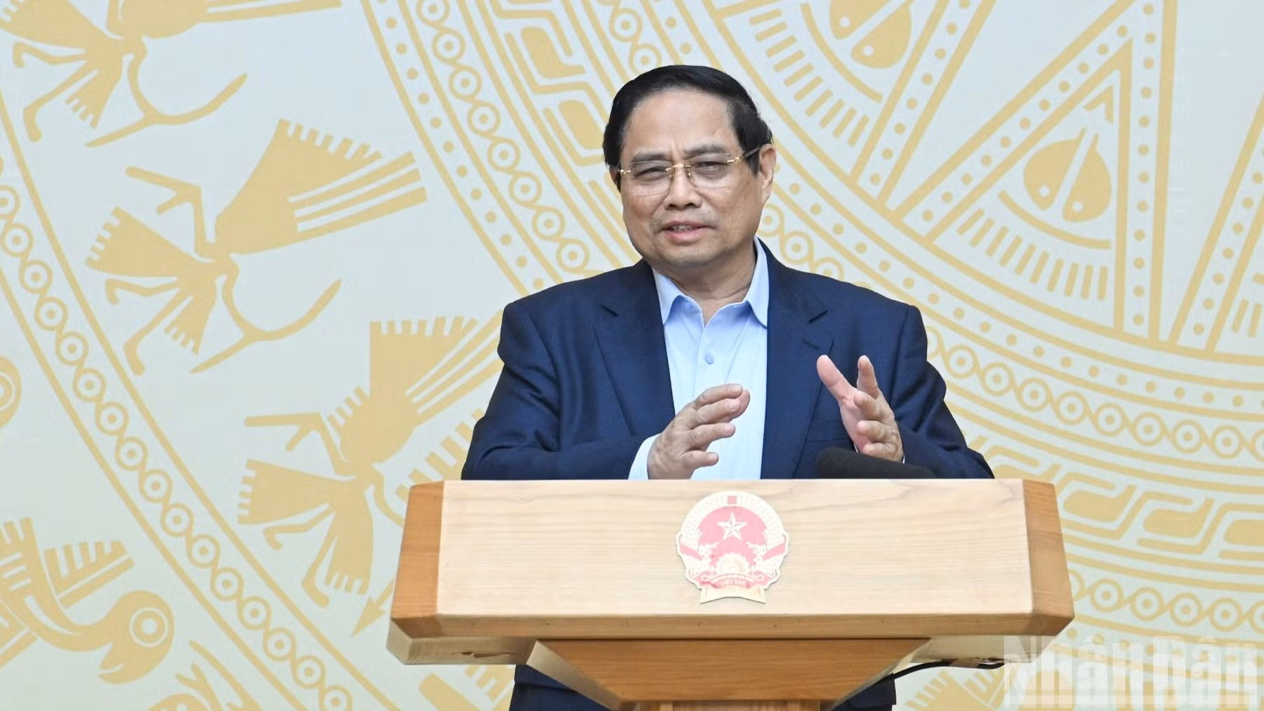 Thủ tướng Chính phủ Phạm Minh Chính phát biểu ý kiến kết luận hội nghị sơ kết. (Ảnh: TRẦN HẢI)