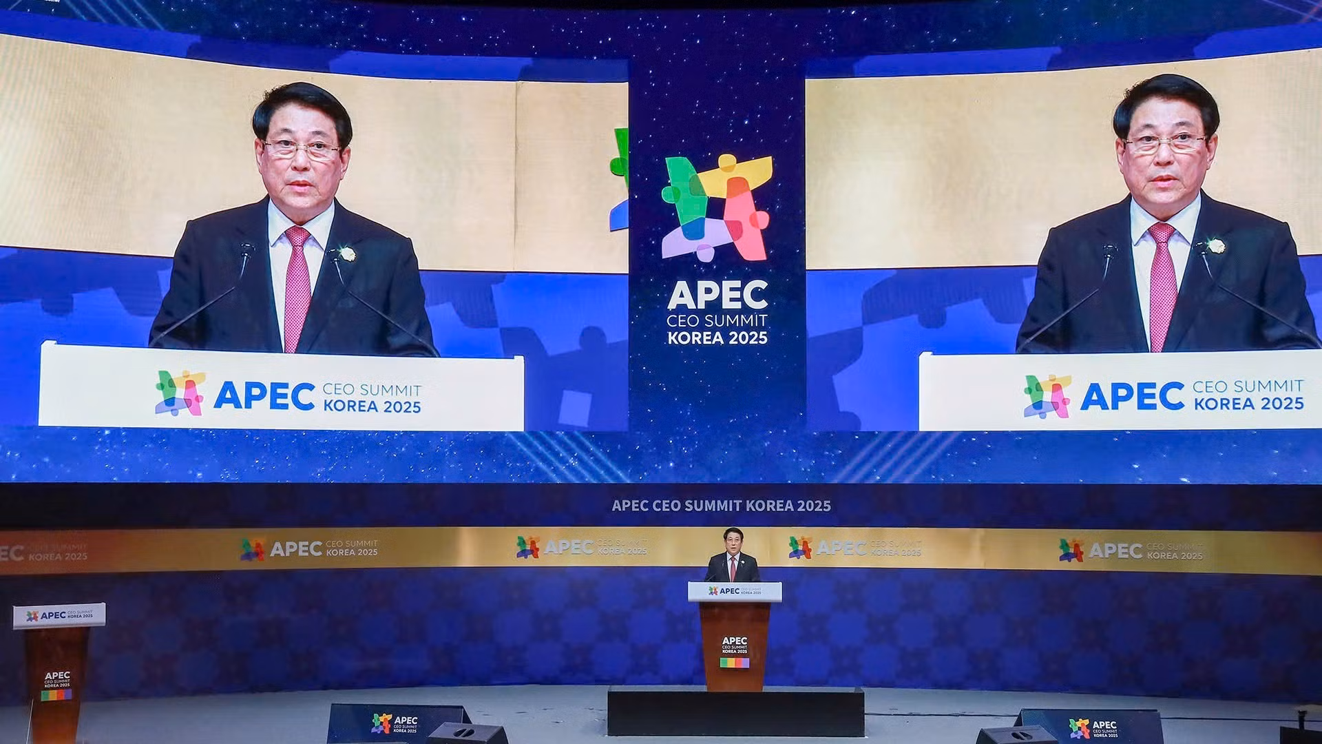 Chủ tịch nước Lương Cường phát biểu tại Hội nghị thượng đỉnh APEC. (Ảnh: XUÂN KỲ)