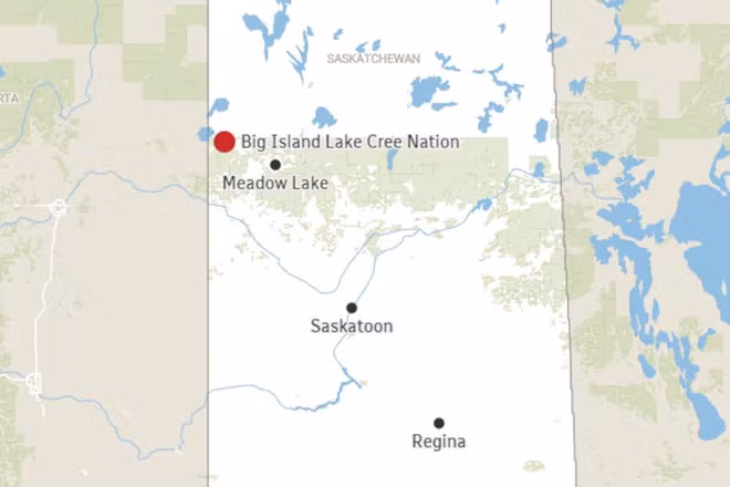Vị trí khu vực Big Island Lake Cree Nation trên bản đồ. (Ảnh: CBC)