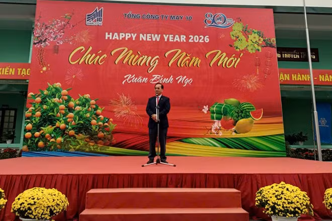 Chủ tịch Hiệp hội Dệt may Việt Nam (Vitas), Chủ tịch Hội đồng quản trị May 10 Vũ Đức Giang phát biểu ý kiến tại buổi lễ.