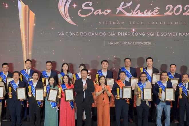 Các đơn vị với sản phẩm và giải pháp số được vinh danh tại Giải thưởng Sao Khuê 2026. (Ảnh: T.Đ)
