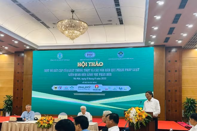 Chủ tịch Hiệp hội Phân bón Việt Nam Phùng Hà phát biểu tại hội thảo.